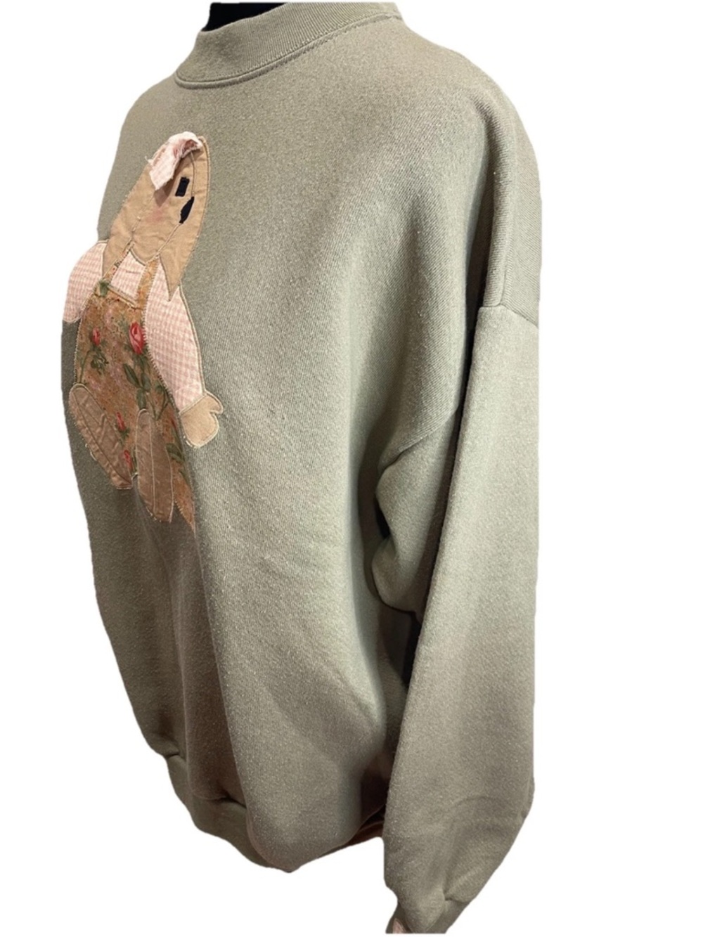 Tultex maximum Sweats vintage 1990s cottage core applique bunny sweatshirt SZ LG - Picture 4 of 13
